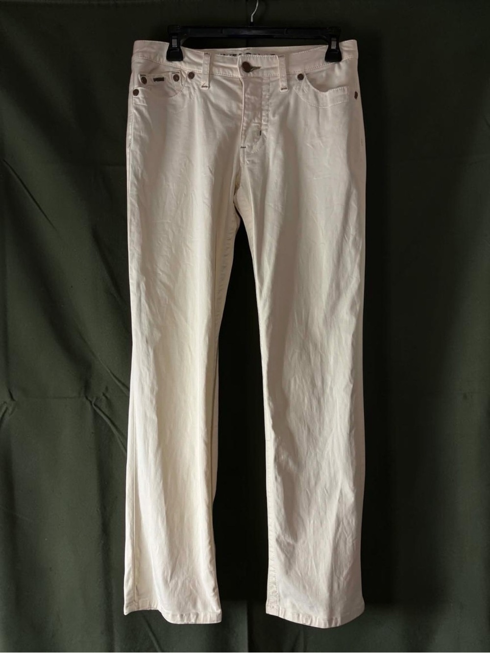 Women’s embroidered y2K Cream Straight-Leg Pants 28” Size 6 Boho Mid Rise